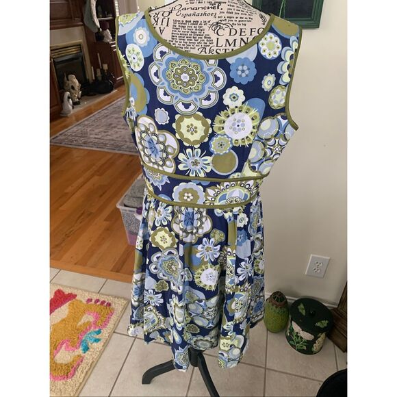 Scarlett Dress Womens Blue Floral Sheath Sleeveless Tank Cotton - Picture 10 of 11